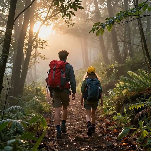 Sibling Adventure on Misty Forest Trail
