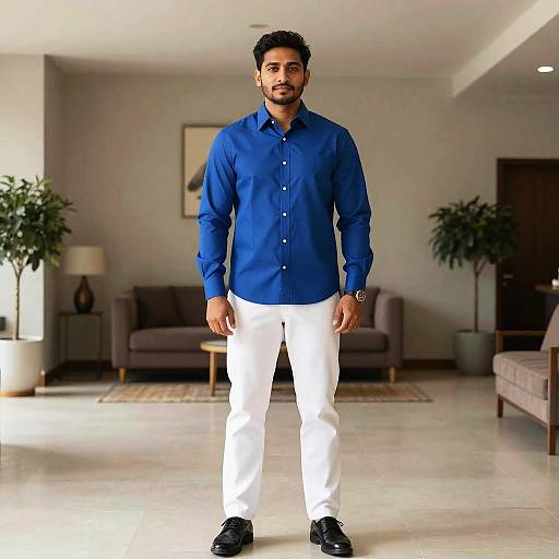 Man in Blue Shirt Home Wear