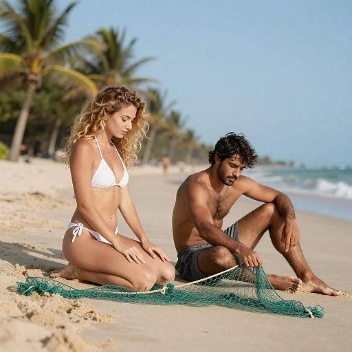 Serene Beach Scene with Two Figures