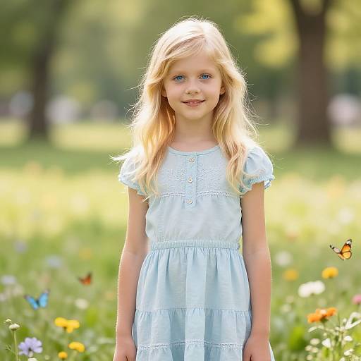 Blonde Tween in Sunlit Summer Park