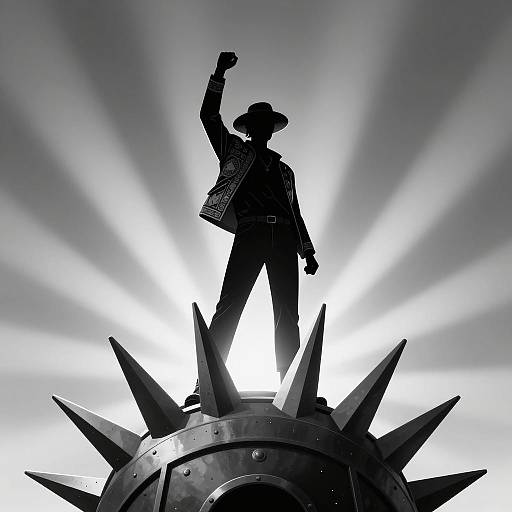 Triumphant Figure on Metallic Structure