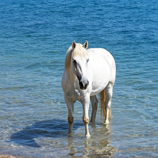 White Horse in Sparkling Blue Water
