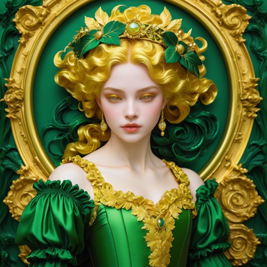 Baroque Elegance: Mythical Girl in Green