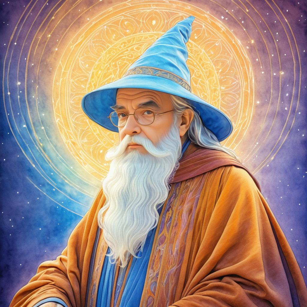 Elegant Crayon Portrait of a Wise Wizard