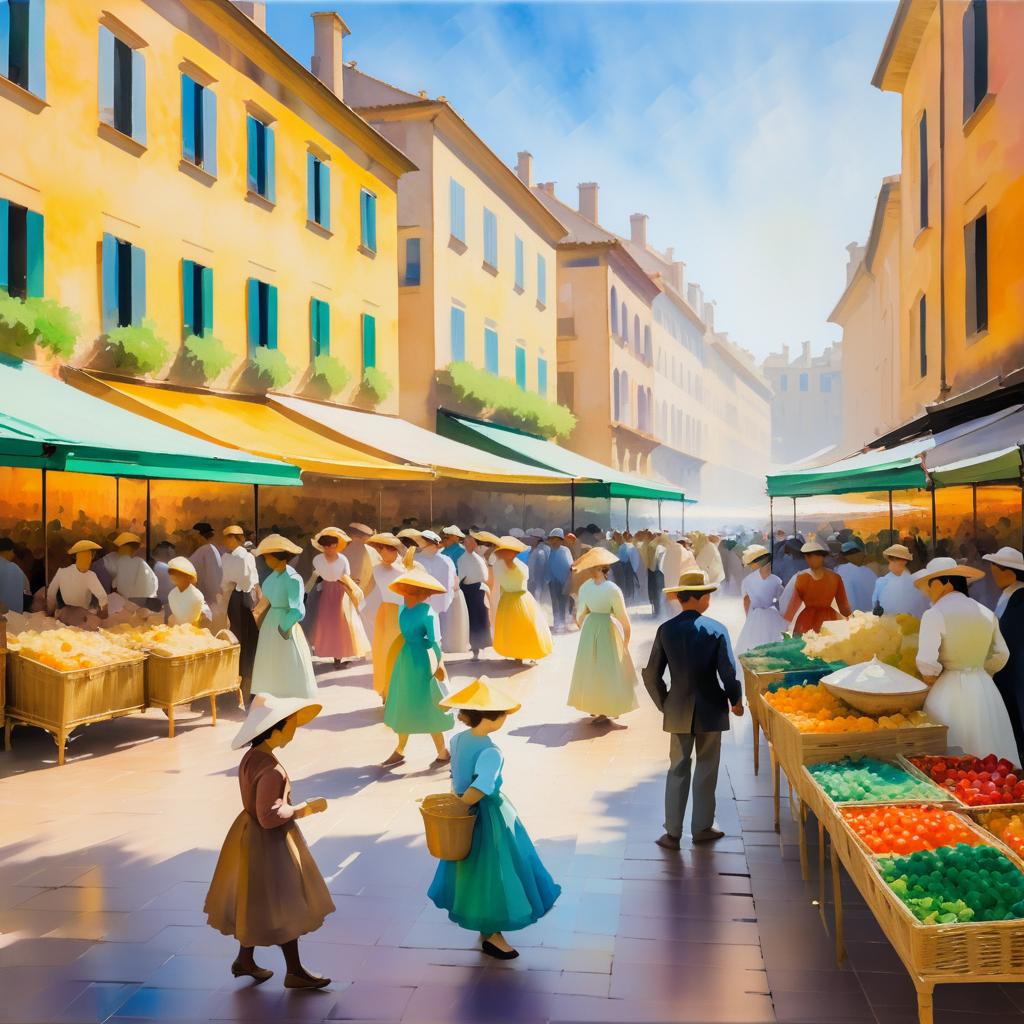 Impressionist Market Scene in Degas Style