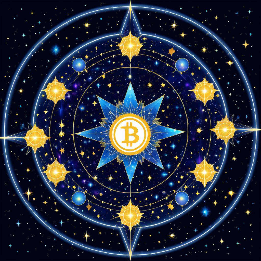 Cosmic Bitcoin Logo in Starry Universe