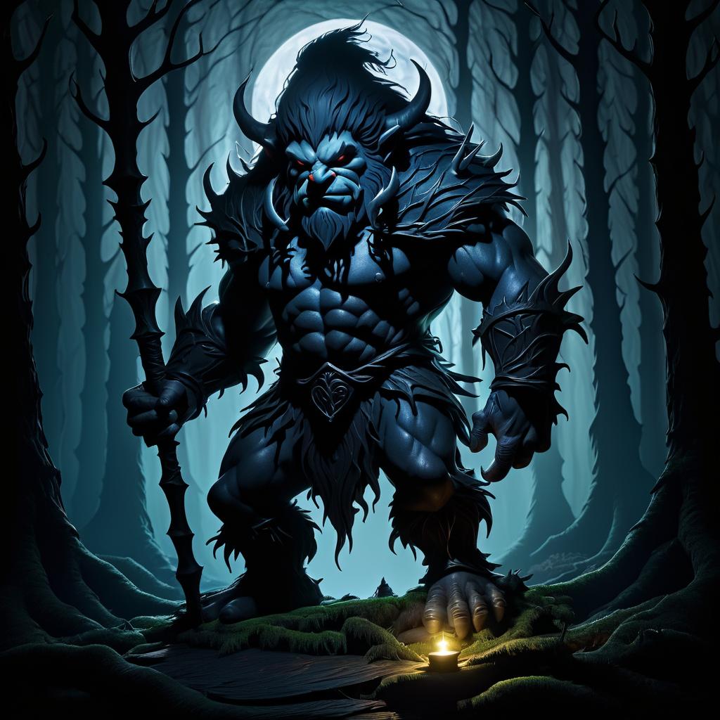 Eerie Troll in Shadowy Woods