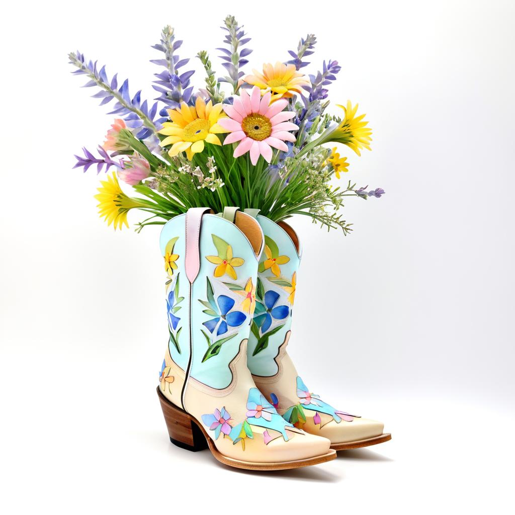 Pastel Floral Boots: Watercolor Elegance