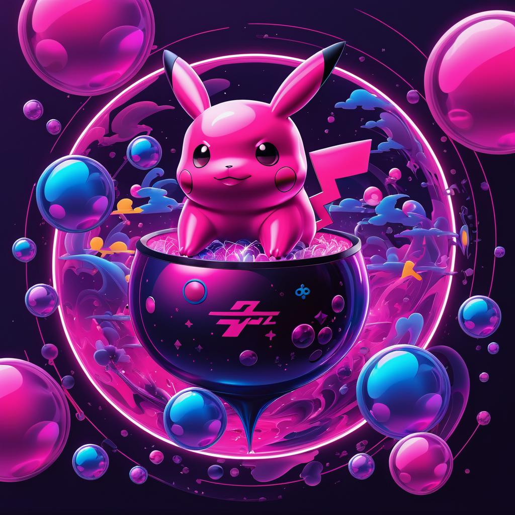 Psychedelic Fuchsia Pikachu Vector Art