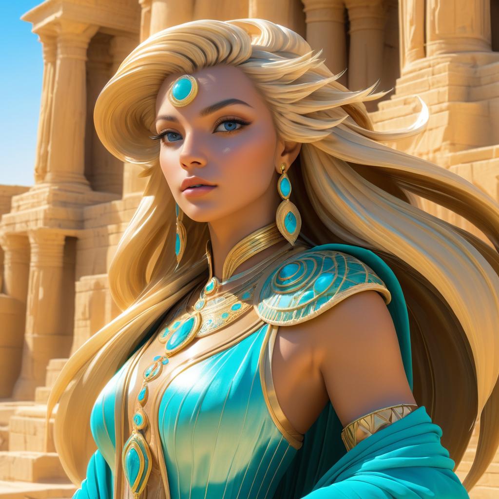 Majestic Sphinx Portrait with Turquoise Eyes