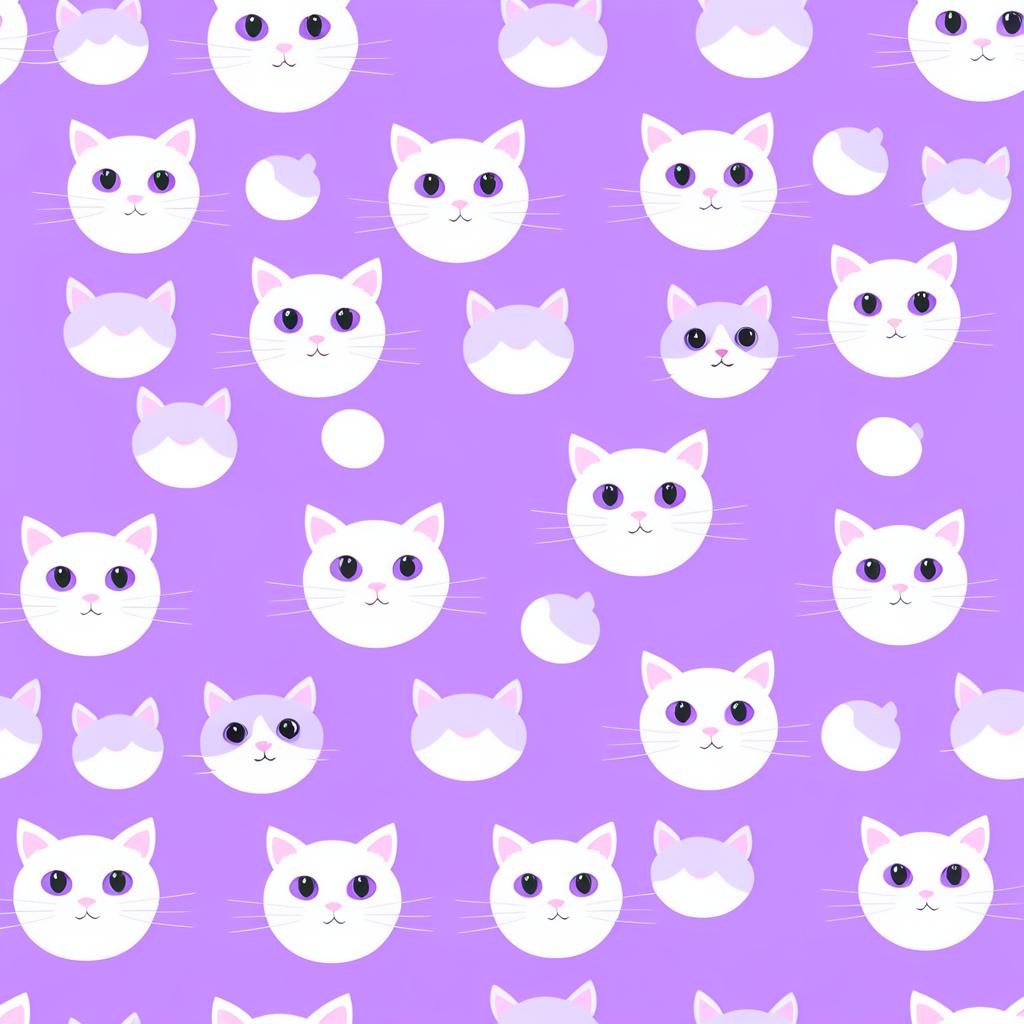 Kawaii Cat Pattern in Pastel Lavender