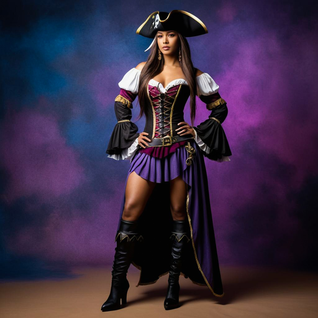 Fierce Female Pirate in Twilight Haze