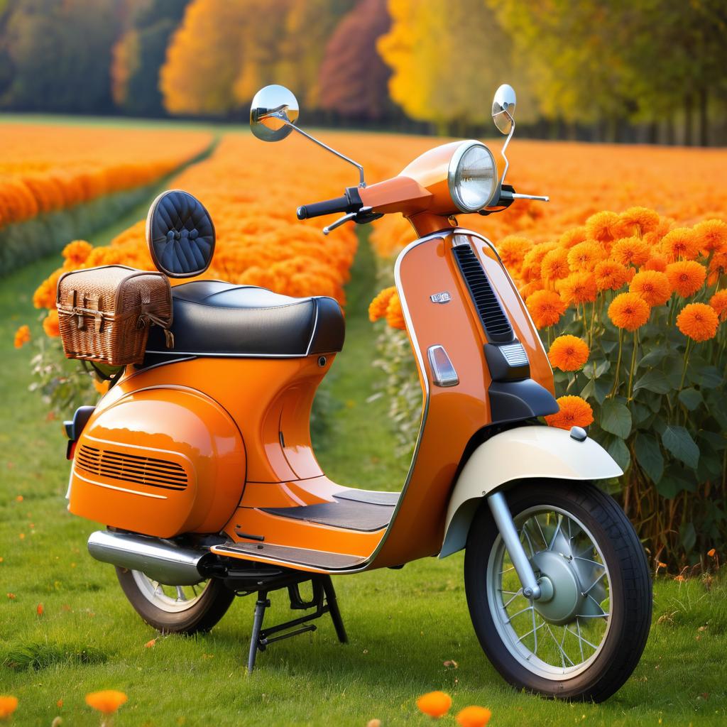 Classic Moped in Vibrant Autumn Setting