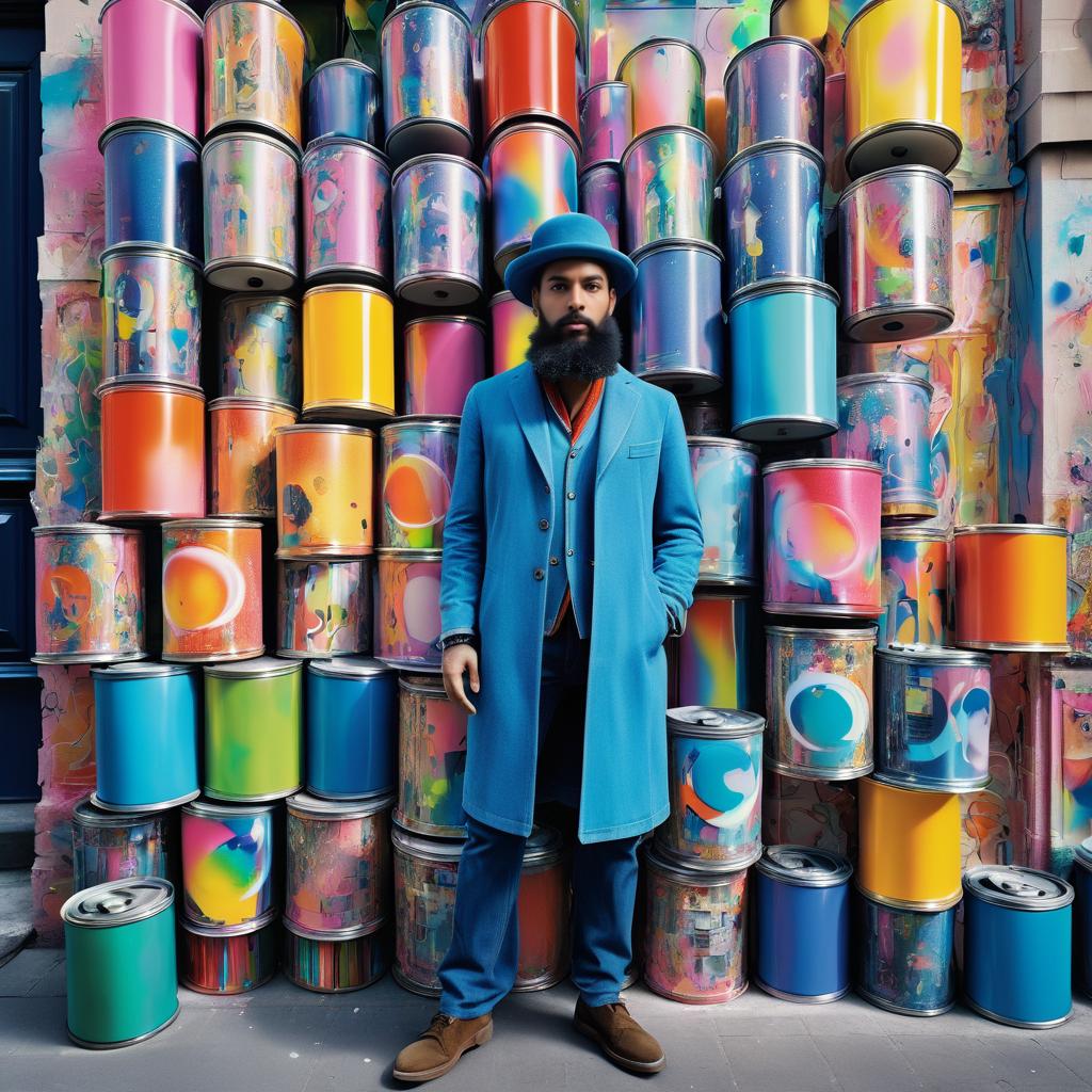 Whimsical Street Artist in Vibrant Colors