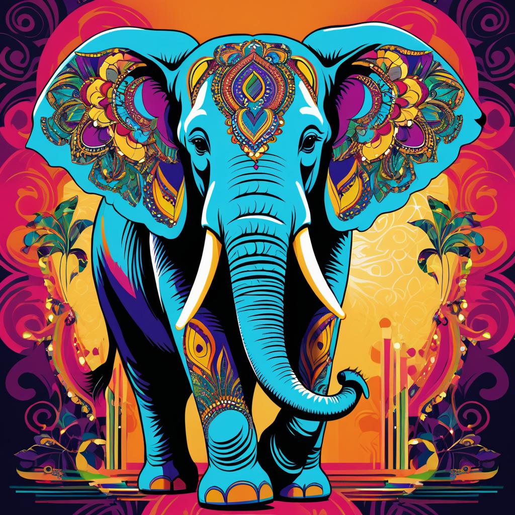 Playful Pop Art Elephant with Elegance