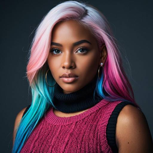 Portrait of Woman with Multicolored Hair