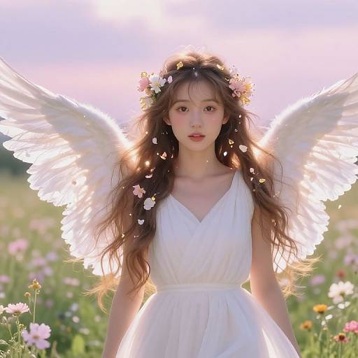 Ethereal Angel in Sunlit Meadow