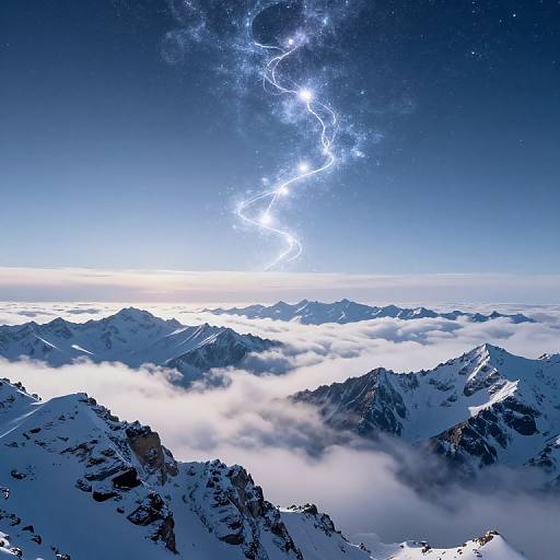 Glowing Crystal Path in Snowy Peaks