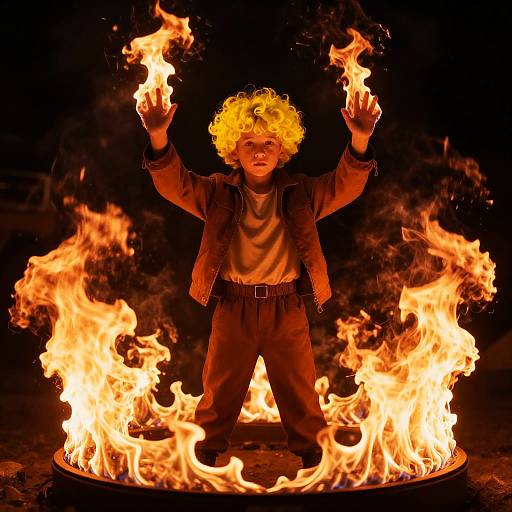 Boy Controlling Fire in Ring