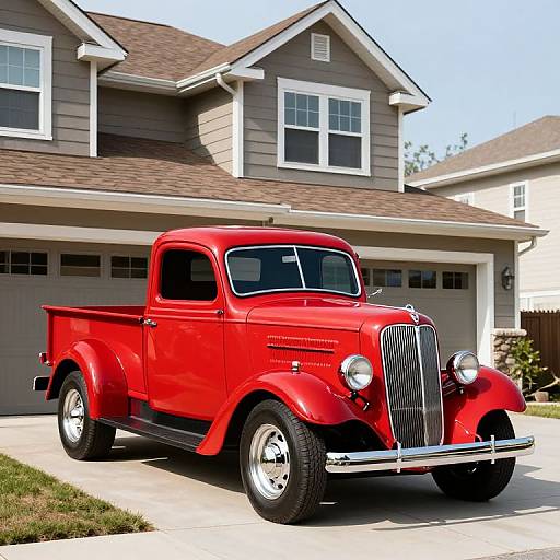 Classic 1937 Red Ford Pickup Scene