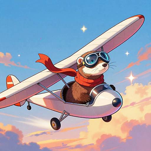 Mischievous Ferret in Vintage Glider