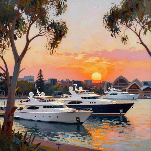 Luxury Yachts at Darling Harbour Sunset