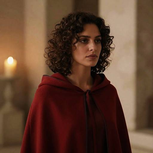 Mystical Woman in Red Cloak Portrait