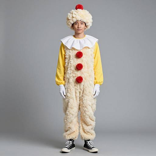 Adult in Fluffy Clown Costume