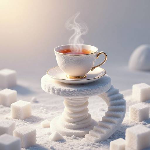 Surreal 3D Tea Fantasy Scene