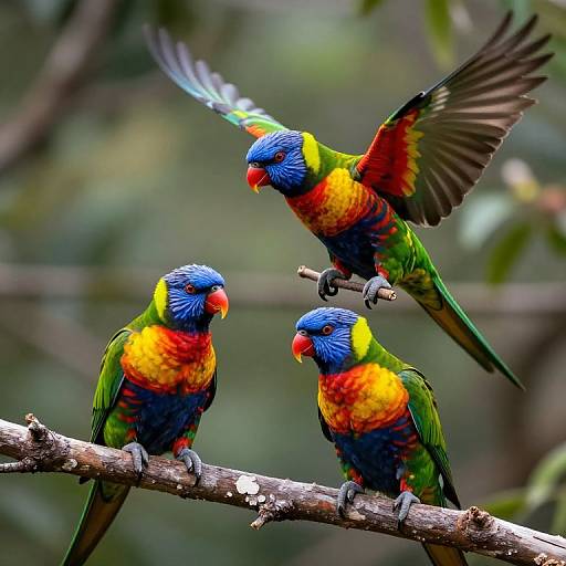 Vibrant Rainbow Lorikeets in 8K HDR
