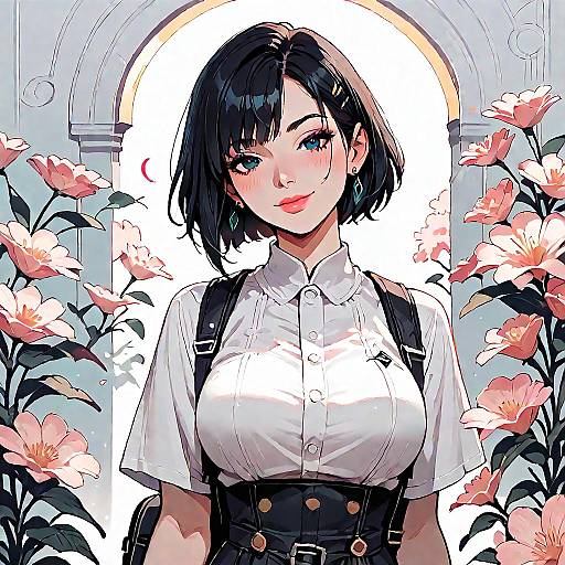 Friendly Japanese Schoolgirl with Backpack