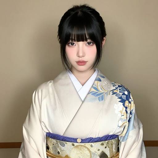 Elegant Woman in Kimono Attire