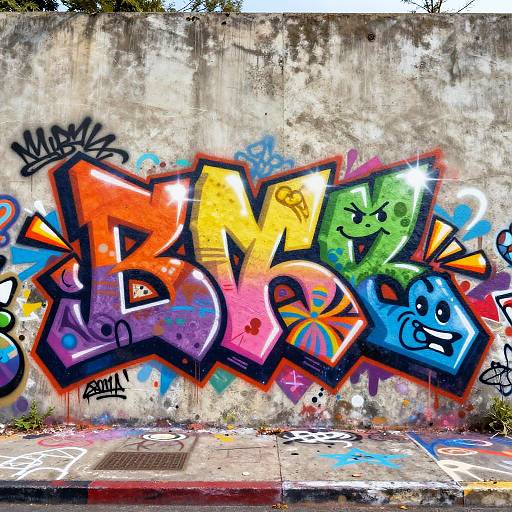 Vivid Graffiti Mural with 3D Effect