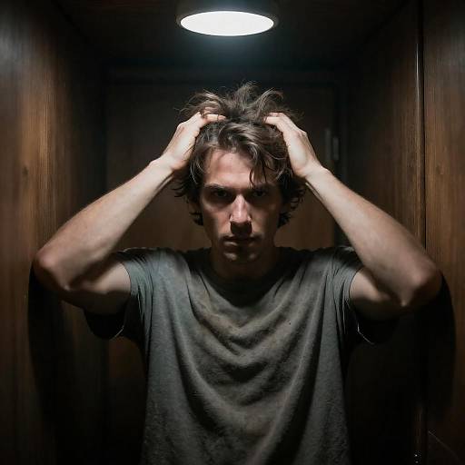 Intense Portrait in a Dimly Lit Room