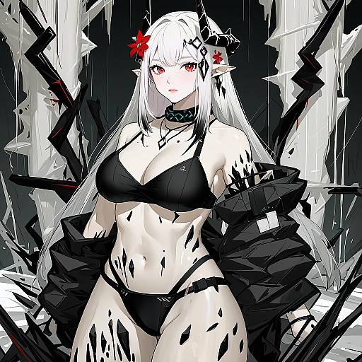 Illustration of Mudrock (silent night) (arknights), arknights in the style of Zhibuji loom