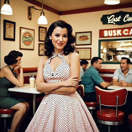 Vintage 1950s Halter Dress in Retro Cafe