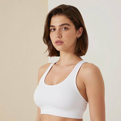 Young Woman in White Sports Bra