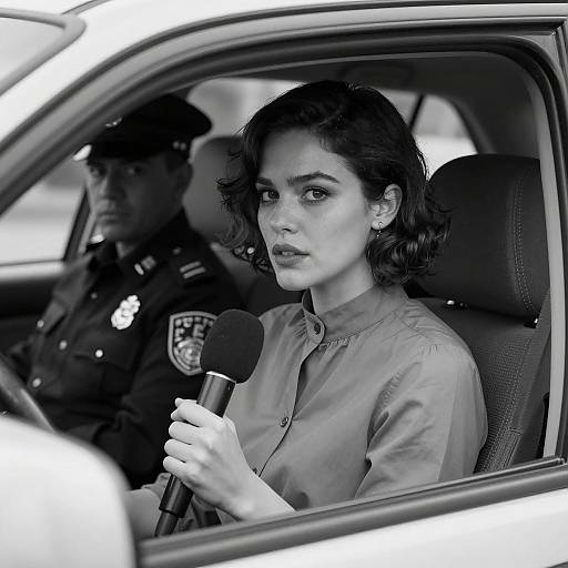 Reporter Interviewing Police Officer in Car