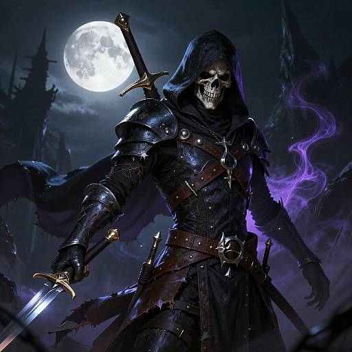 Undead Rogue Warrior in Moonlit Dark Fantasy