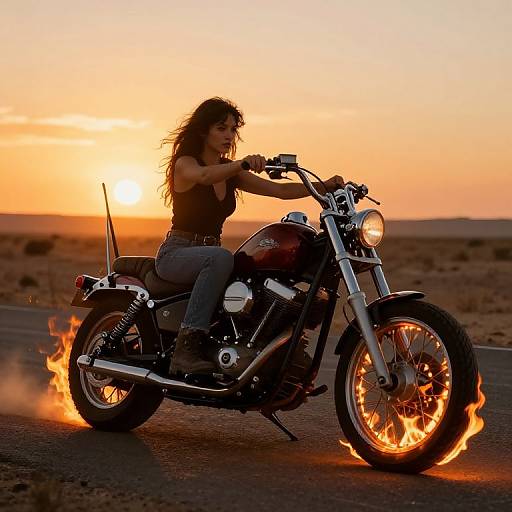 Mujer Motociclista Apocalíptica en Chopper