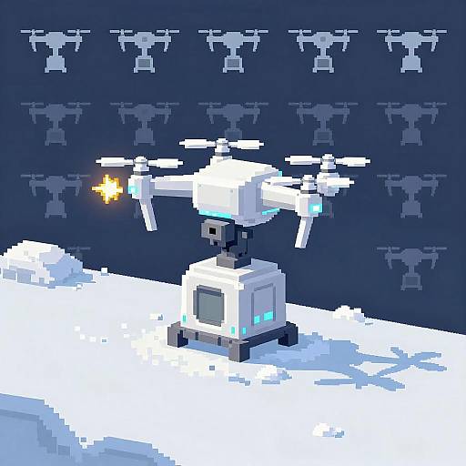 Compact Pixel Drone Turret Sprite