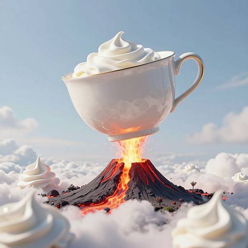 Surreal Sky Teacup Volcano Landscape