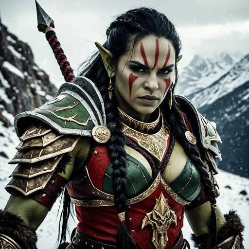 Fierce Female Orc in Epic Fantasy Setting