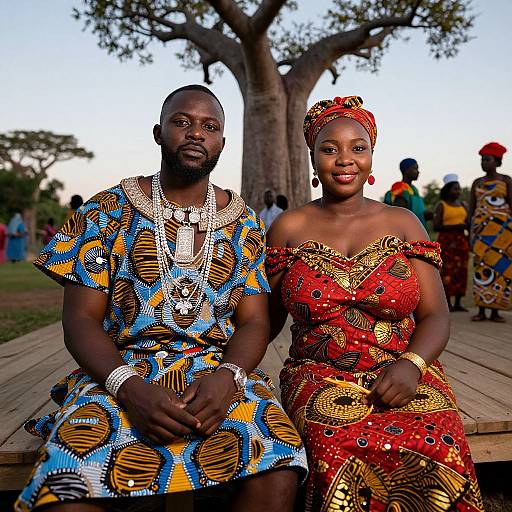 African American Couple in Cultural Attire