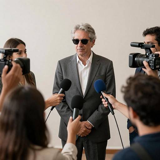 Press Conference with Middle-Aged Speaker