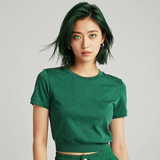 Woman with Green Hair and Top