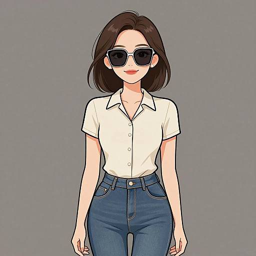 Smiling Woman in Casual Chic Outfit