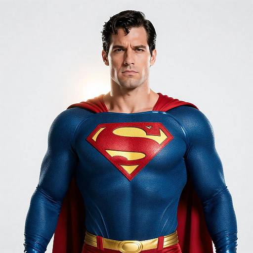 Man in Superman Costume with Red Cape