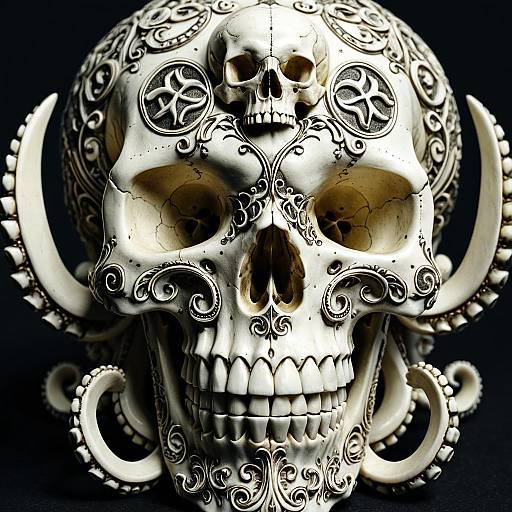 Ornate Rococo Skull-Octopus Hybrid Render