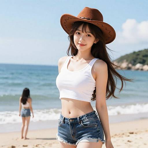 Realistic Seaside Portrait of Girl